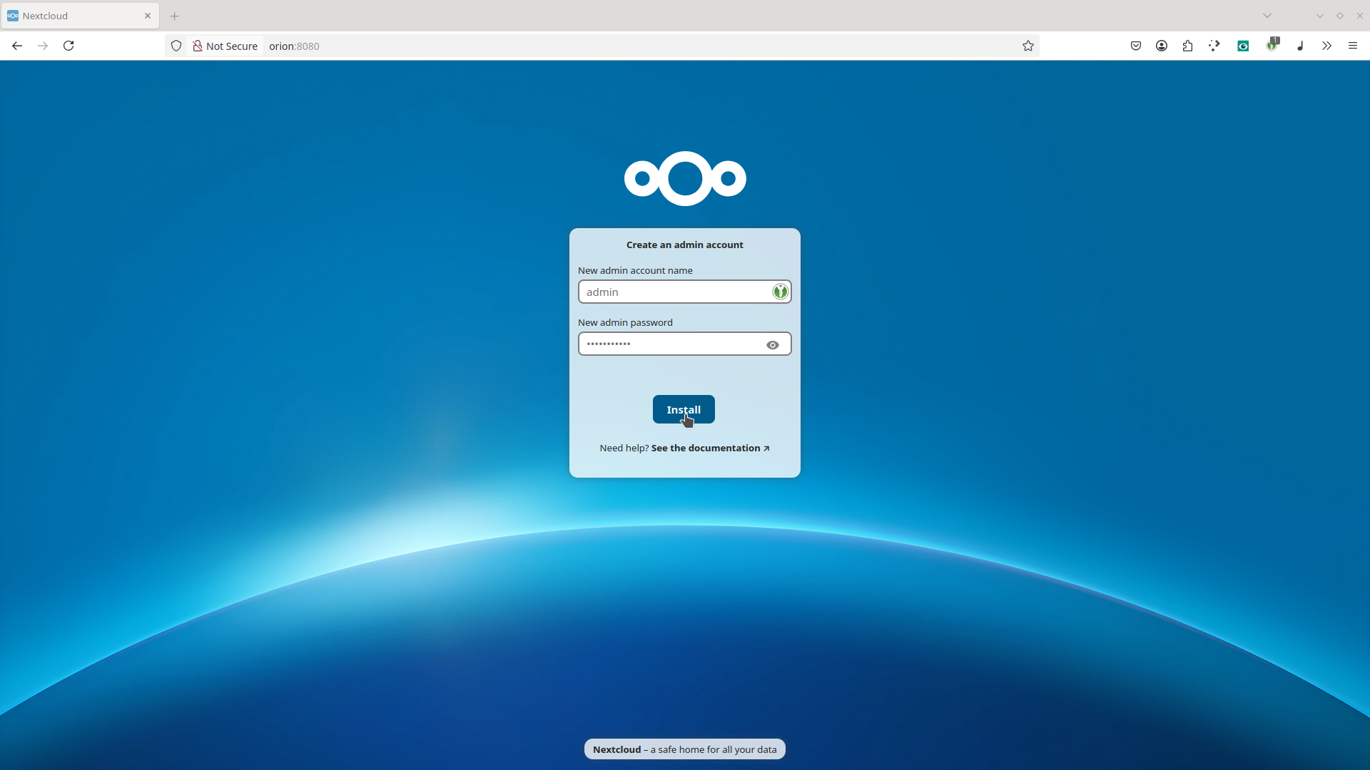 Create admin account