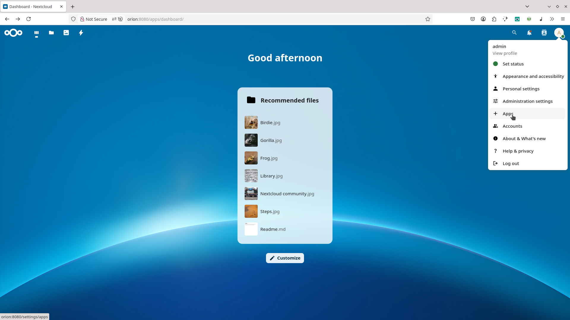 Apps menu