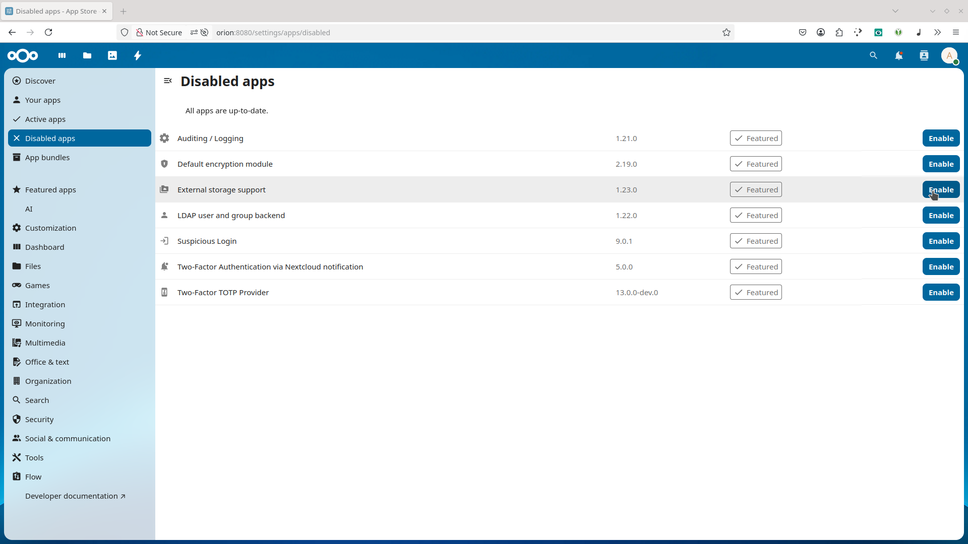 Enable external storage support