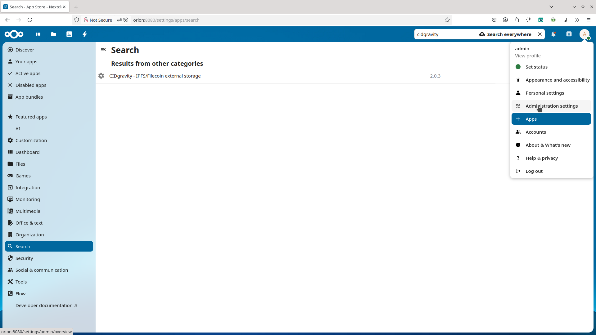 Admin settings
