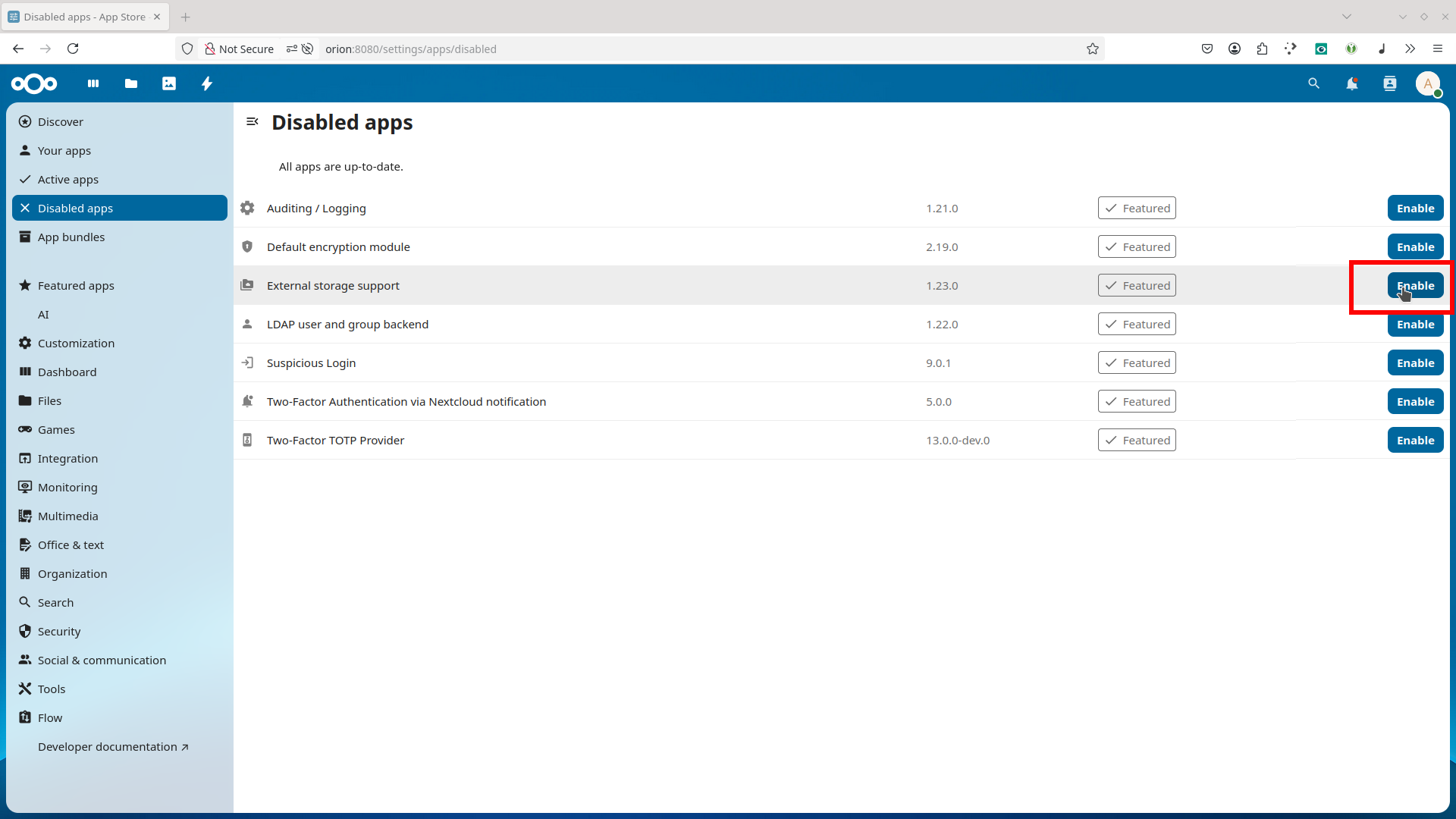 Enable external storage support