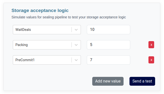 Fill variable to simulate a storage acceptance logic